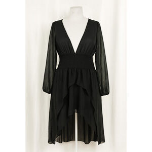 Black Sheer Overdress S  Gothic Boho Romantic Witchy Grunge Y2K Festival Dress